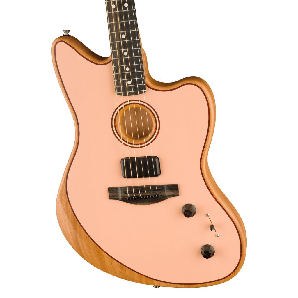 Fender FSR American Acoustasonic Jazzmaster - Shell Pink, Ebony Fingerboard Acoustic Guitars Sky Music
