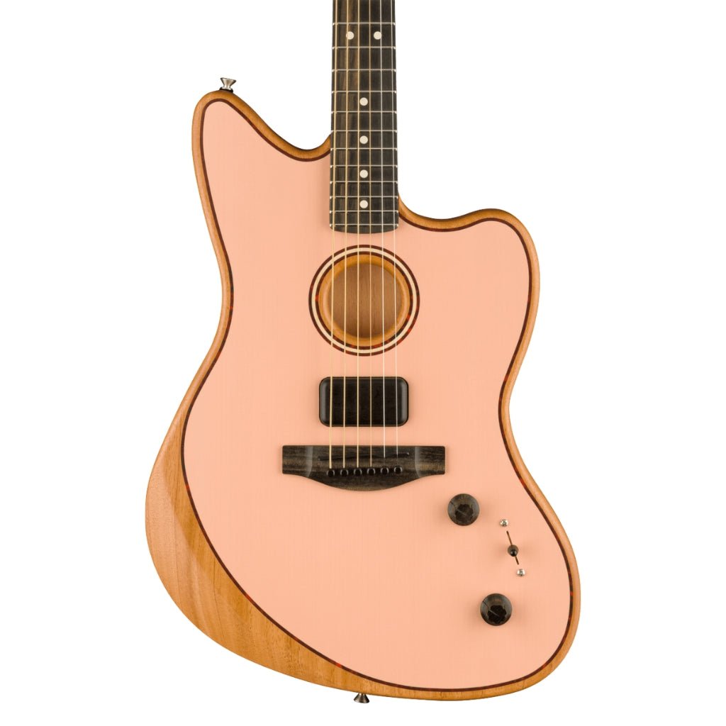 Fender FSR American Acoustasonic Jazzmaster - Shell Pink, Ebony Fingerboard Acoustic Guitars Sky Music