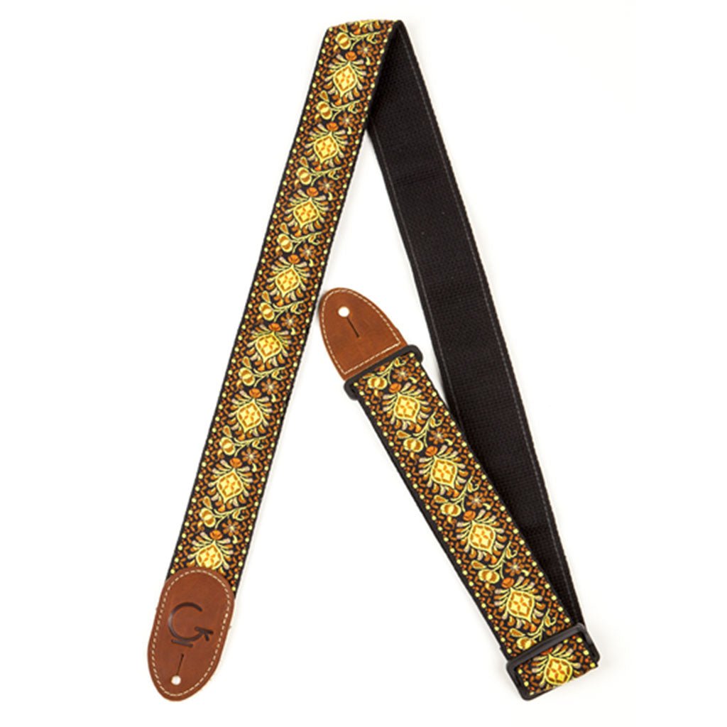 Fender G Brand Strap Yellow/Orange Brown Ends Guitar Straps Sky Music