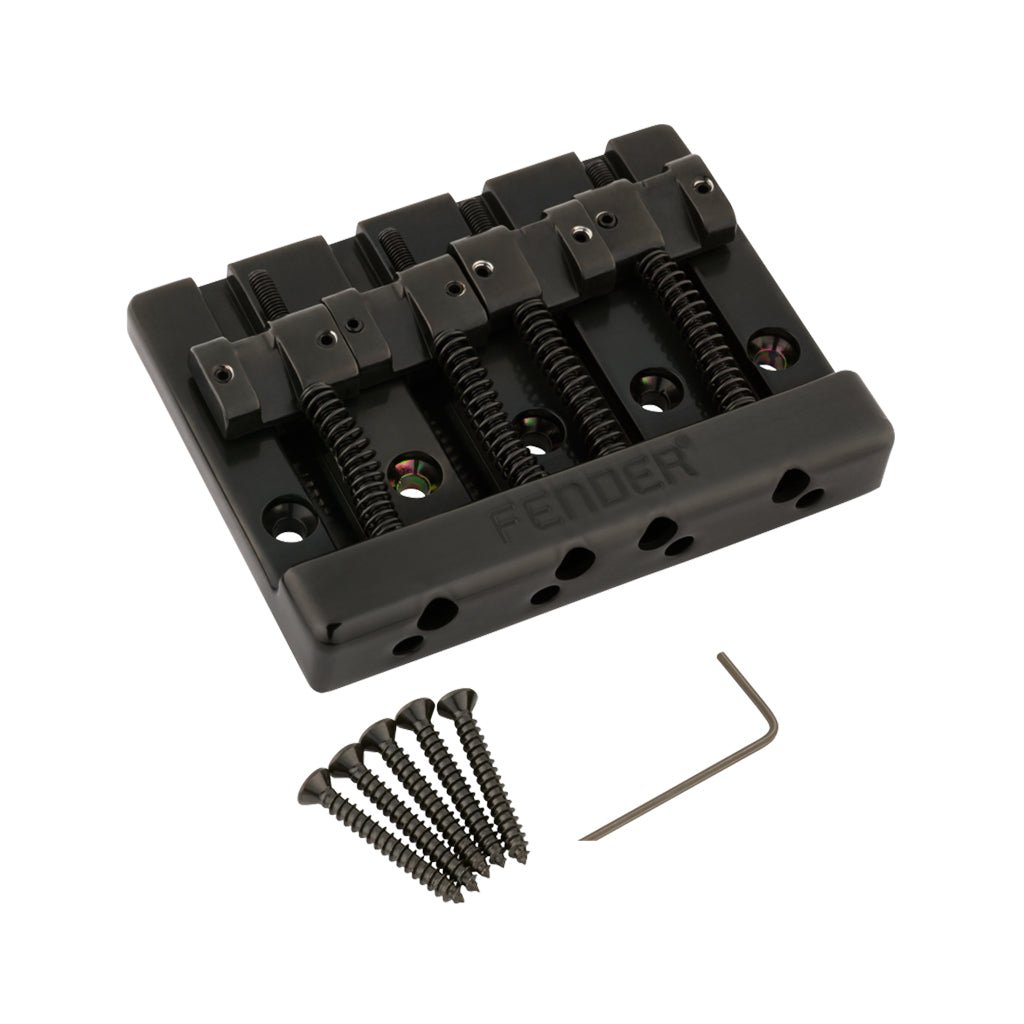 Fender HiMass 4-String Bass Bridge Assembly with Brass Saddles - Black Guitar Spare Parts Sky Music