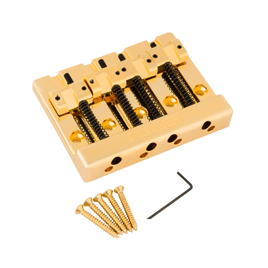 Fender HiMass 4-String Bass Bridge Assembly with Brass Saddles - Gold Guitar Spare Parts Sky Music