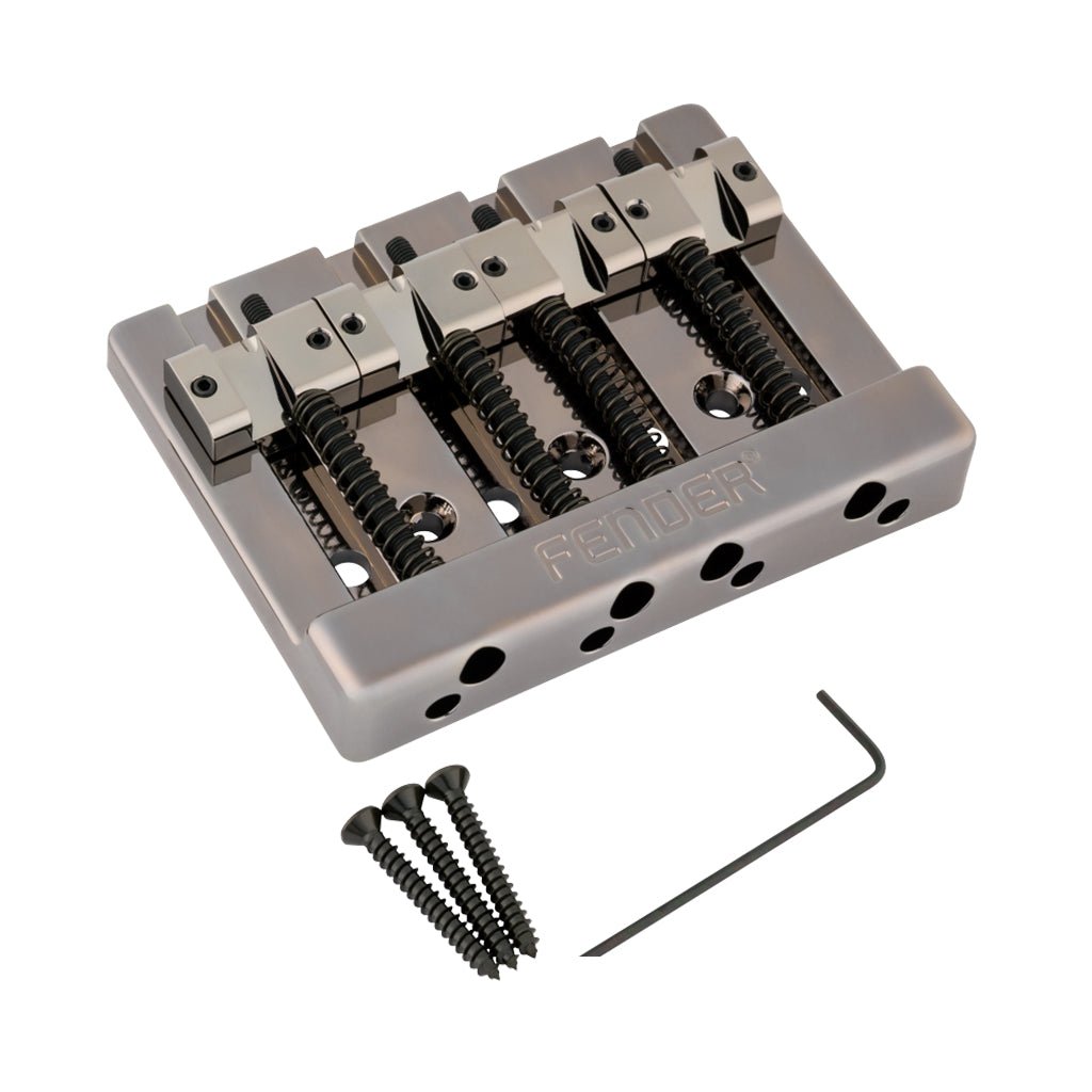 Fender HiMass String-Through 4-String Bass Bridge Assembly with Brass Saddles - Black ` Guitar Spare Parts Sky Music