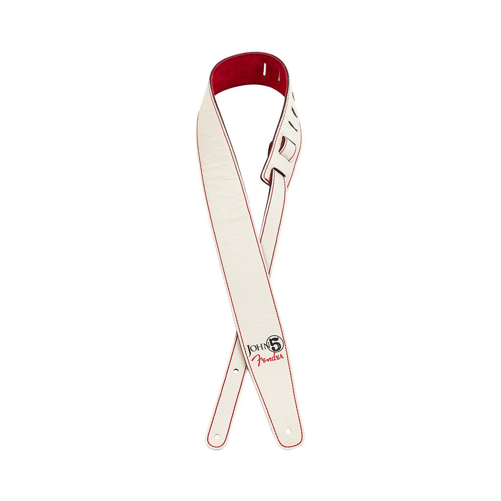Fender John 5 Leather Guitar Strap - White &amp; Red Guitar Straps Sky Music