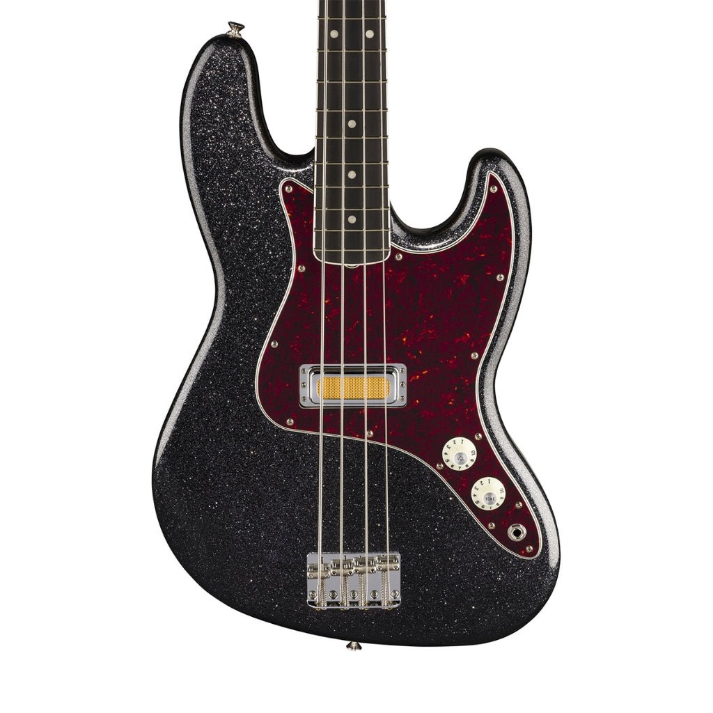 Fender Limited Edition Foil Jazz Bass Ebony Fingerboard - Black Sparkle Bass Guitars Sky Music