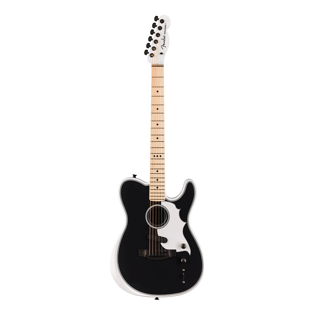 Fender Limited Edition Jack White Triplesonic Acoustasonic Telecaster with Ebony Fingerboard - Arctic White and Black Top Acoustic Guitars Sky Music