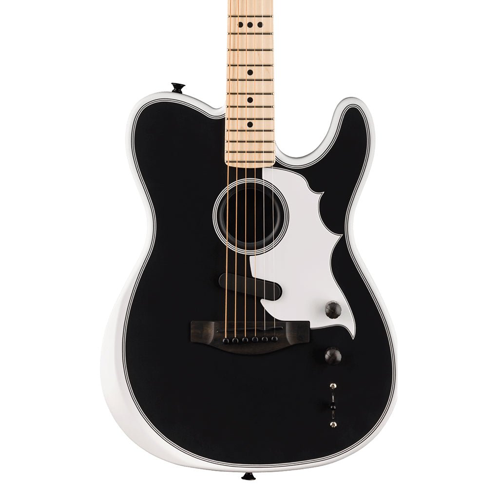 Fender Limited Edition Jack White Triplesonic Acoustasonic Telecaster with Ebony Fingerboard - Arctic White and Black Top Acoustic Guitars Sky Music
