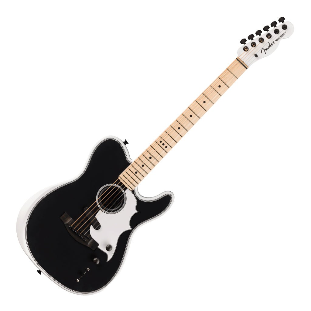 Fender Limited Edition Jack White Triplesonic Acoustasonic Telecaster with Ebony Fingerboard - Arctic White and Black Top Acoustic Guitars Sky Music