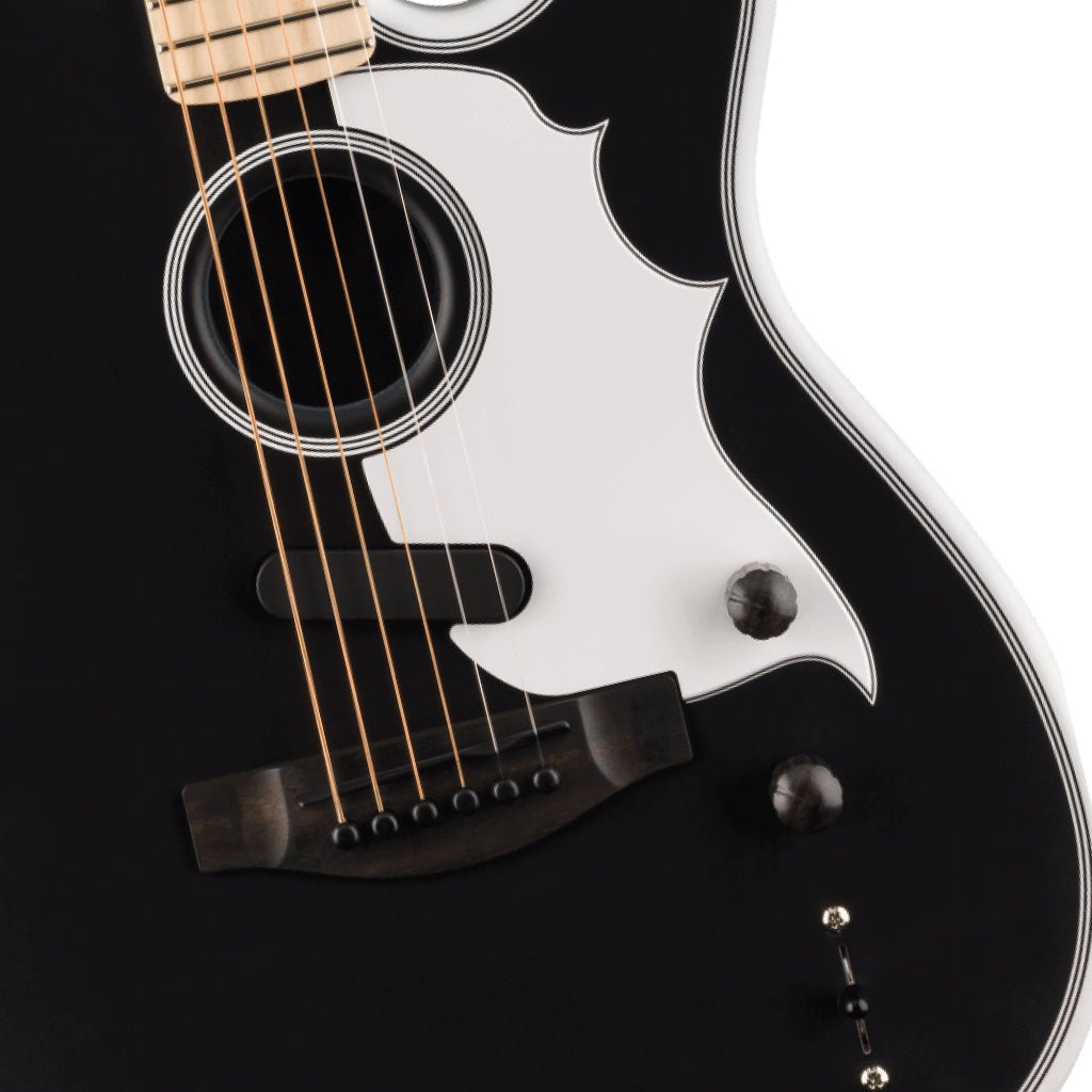Fender Limited Edition Jack White Triplesonic Acoustasonic Telecaster with Ebony Fingerboard - Arctic White and Black Top Acoustic Guitars Sky Music