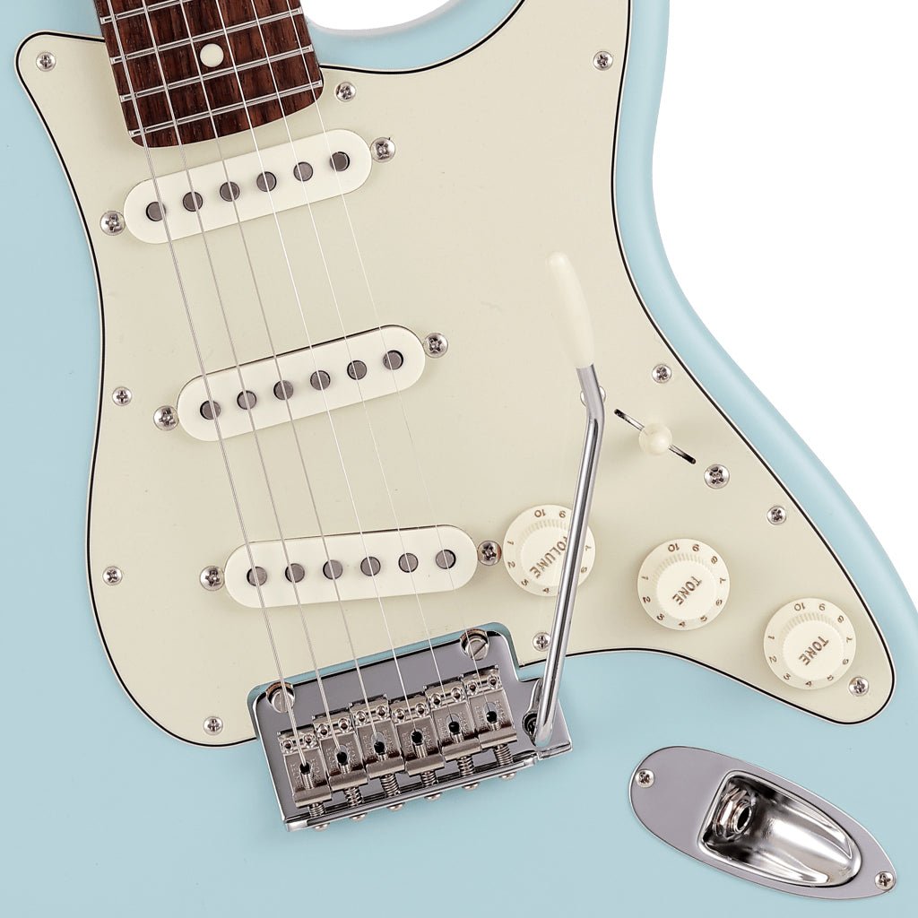 Fender Made in Japan Junior Collection Stratocaster®, Rosewood Fingerboard, Satin Daphne Blue Electric Guitars Sky Music