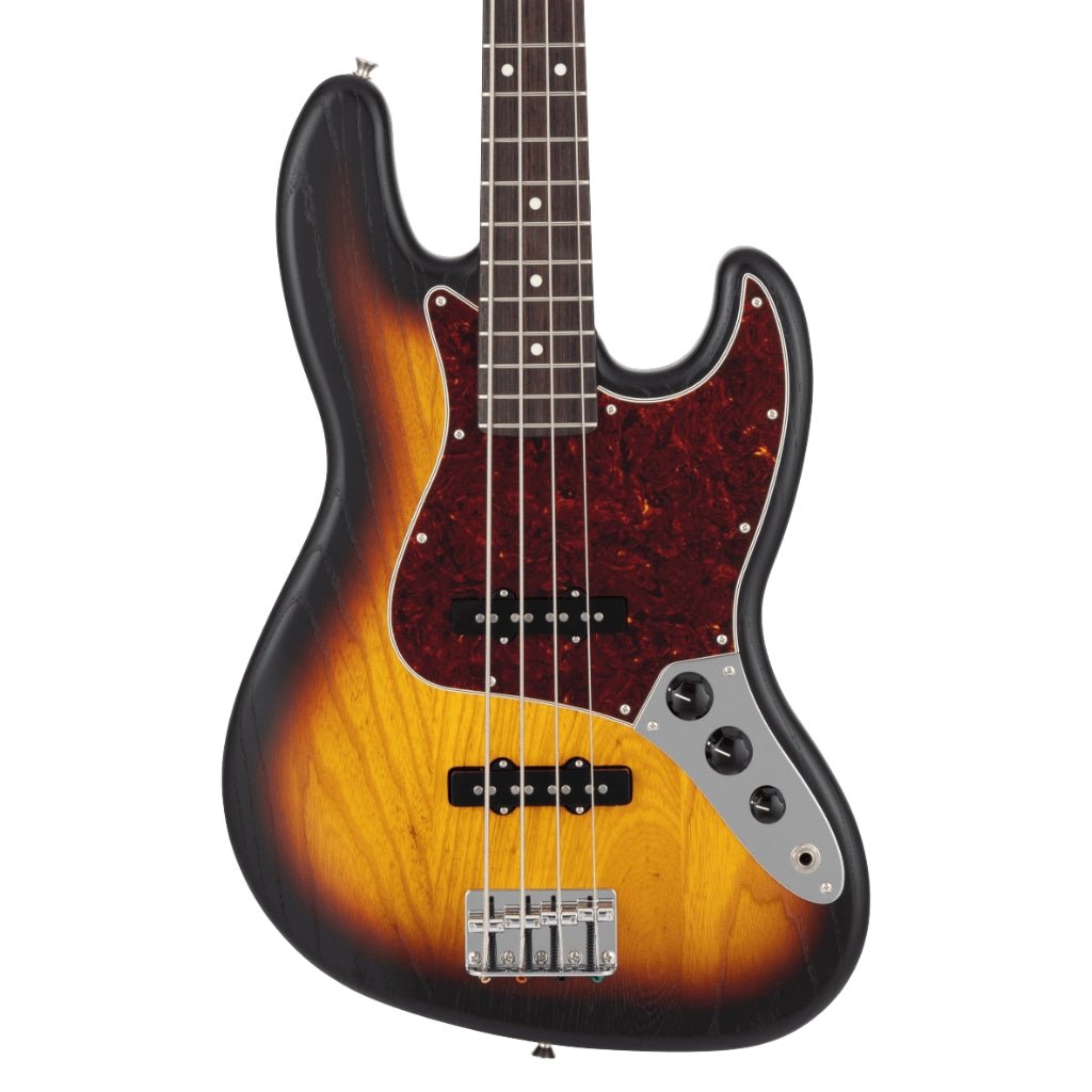Fender Made in Japan Limited Raw Ash Jazz Bass - 3 Color Sunburst, Rosewood Fingerboard Bass Guitars Sky Music