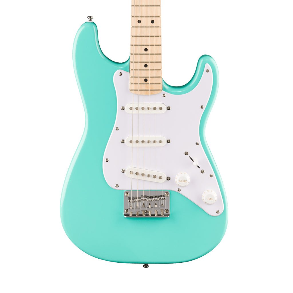 Fender Mini Stratocaster Maple Fingerboard w/White Pickguard - Sea Foam Green Electric Guitars Sky Music