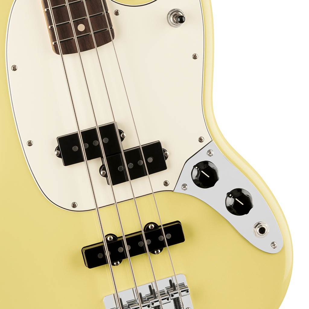 Fender Player II Mustang Bass Rosewood Fretboard Hialeah Yellow Bass Guitars Sky Music