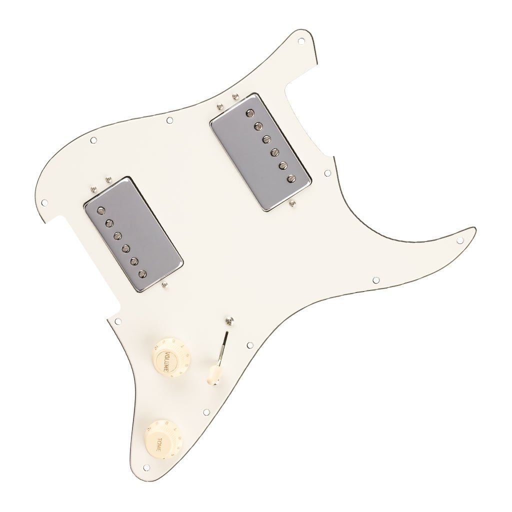Fender Pre-Wired Strat Pickguard with Quadra Tap HH Pickups - 11 Hole Parchment Guitar Spare Parts Sky Music