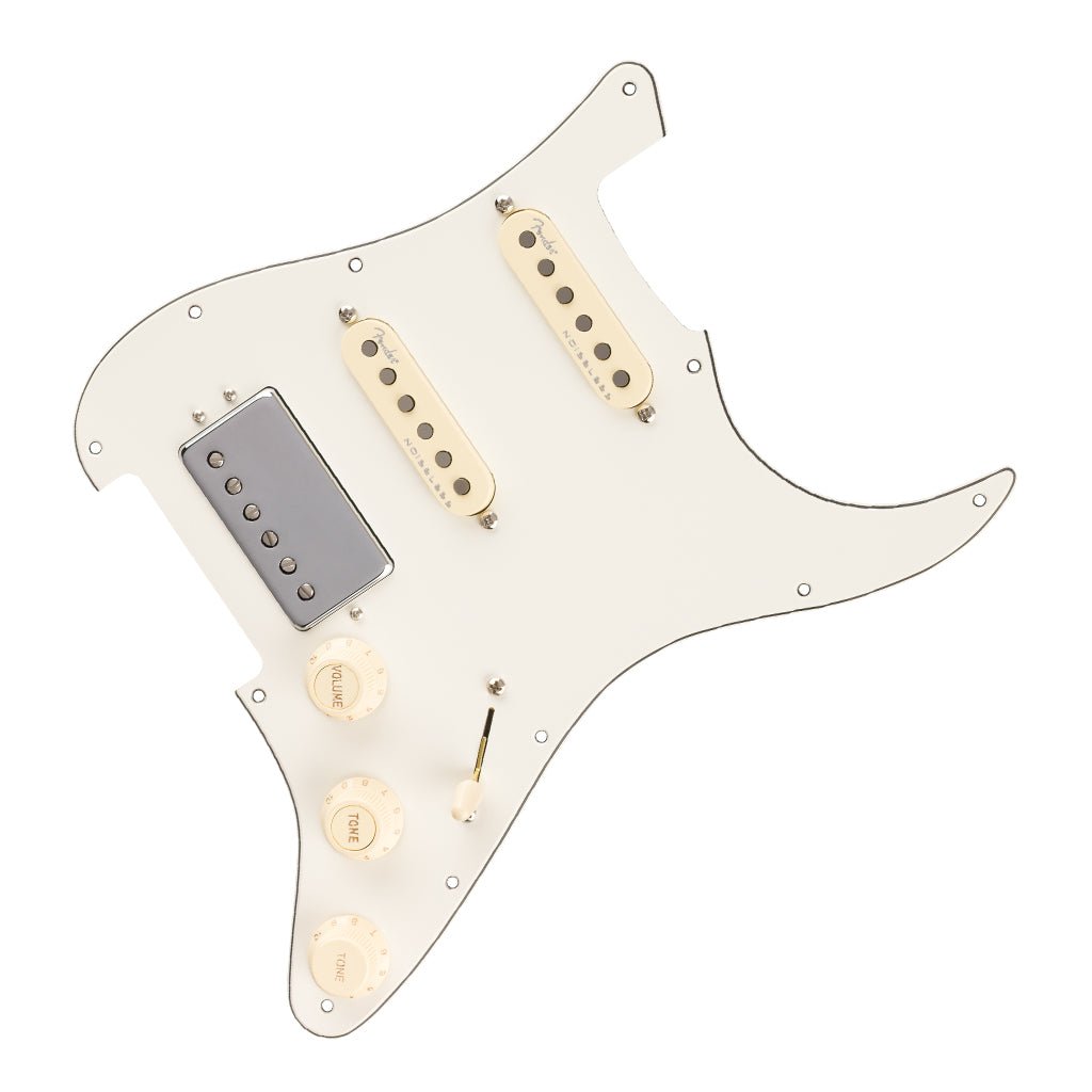 Fender Pre-Wired Strat Pickguard with Quadra Tap/Ultra Noiseless HSS Pickups - 11 Hole Parchment Guitar Spare Parts Sky Music