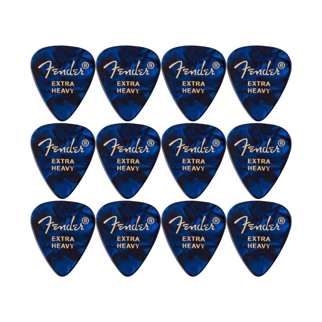 Fender Premium Celluloid 351 Shape Picks Extra Heavy Blue Moto 12 Pack Guitar Picks Sky Music