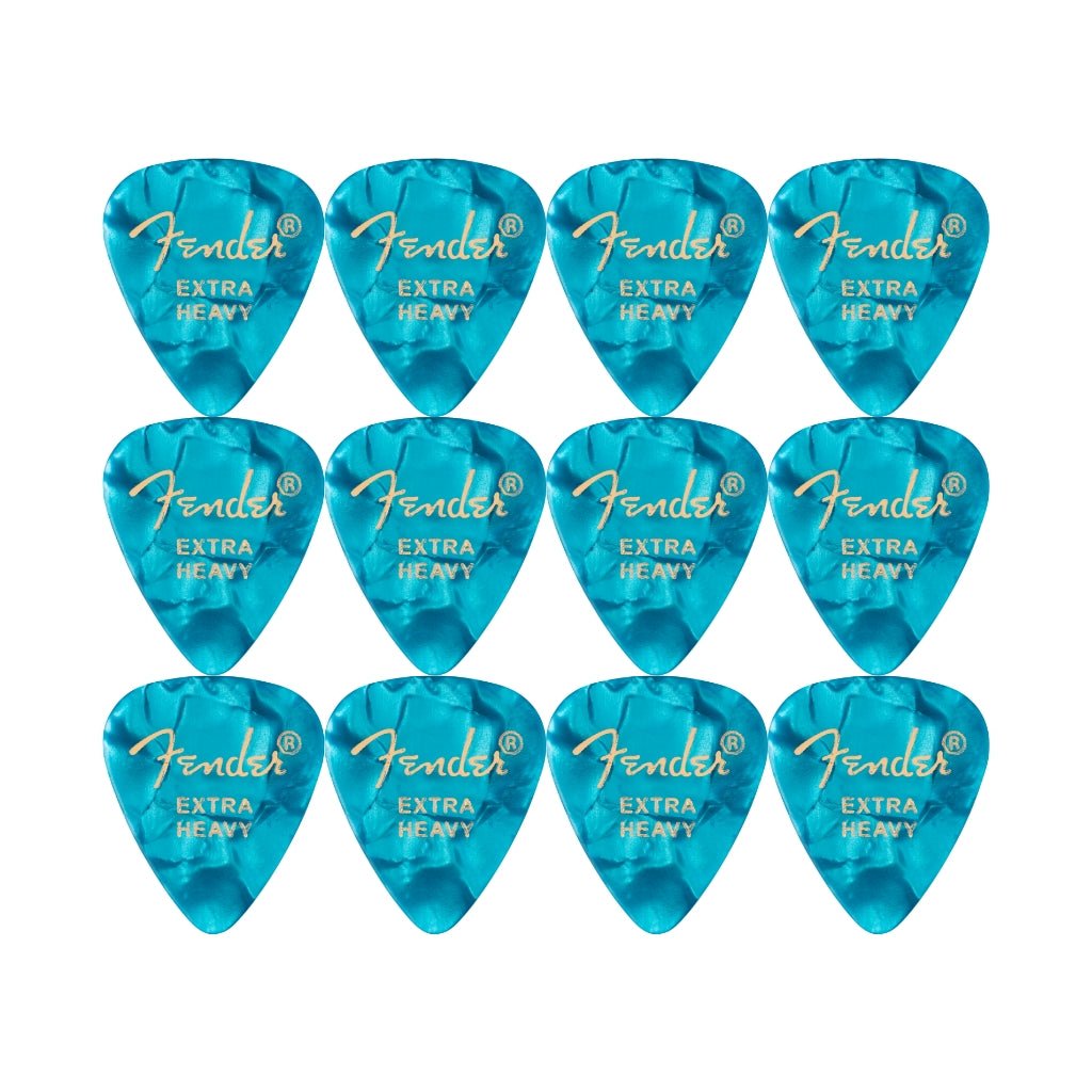 Fender Premium Celluloid 351 Shape Picks Extra Heavy Ocean Turquoise 12 Pack Guitar Picks Sky Music