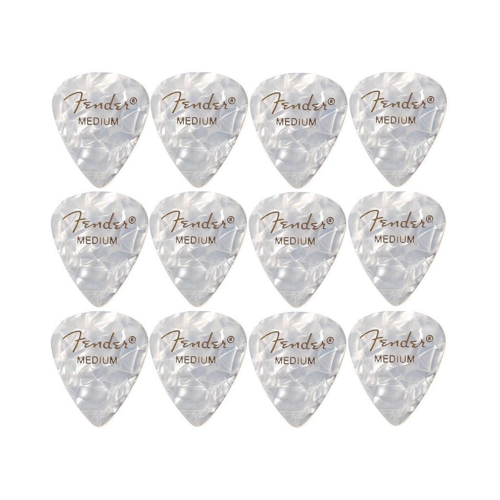 Fender Premium Celluloid 351 Shape Picks Medium White Moto 12 Pack Guitar Picks Sky Music
