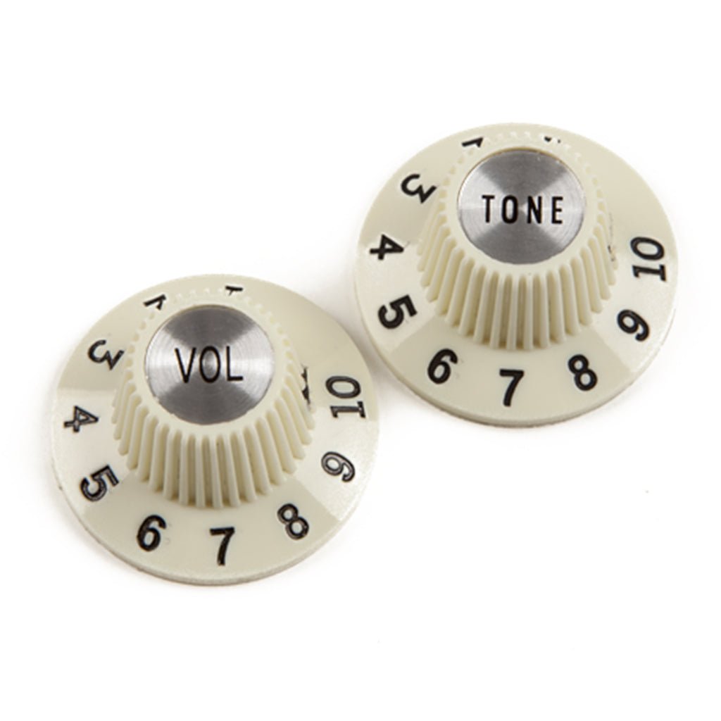 Fender Pure Vintage 1965 Jazzmaster Witch Hat Knobs 2 in Vintage White General Spare Parts Sky Music