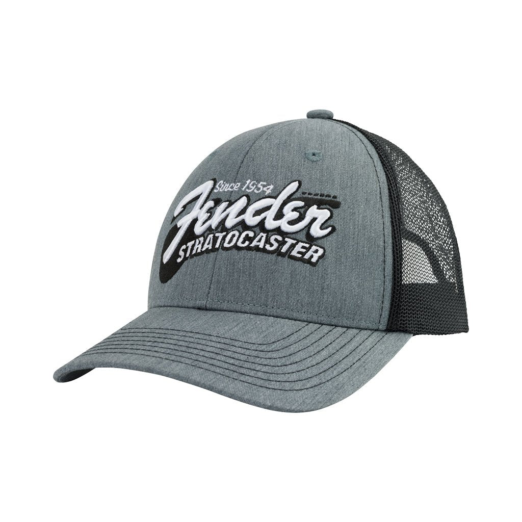 Fender Stratocaster Guitar 6-Panel Trucker Hat - Heather Gray Merchandise &amp; Apparel Sky Music
