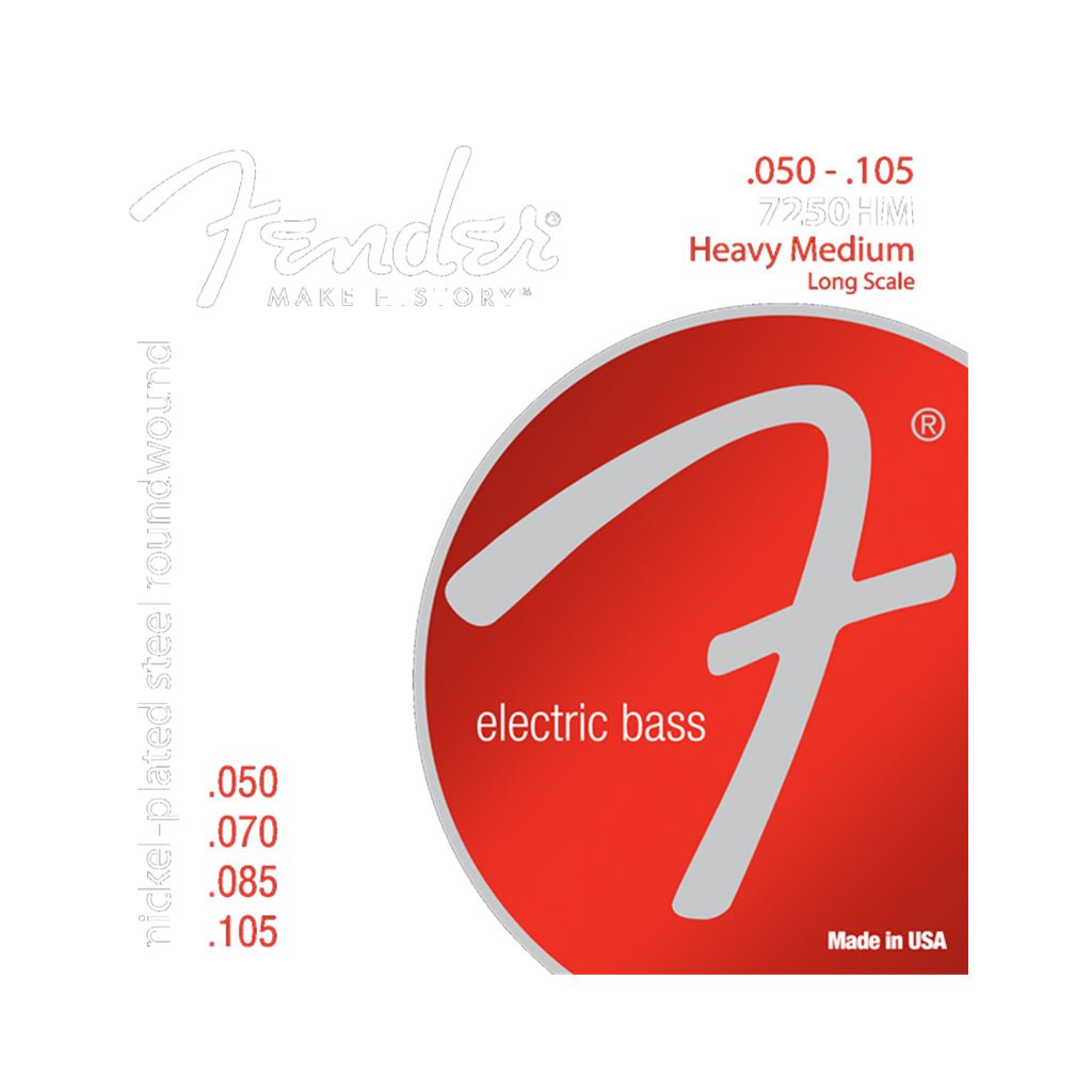 Fender Subsonic 7250HM 50-105 Bass Strings - Set of 4 Nickel Plated Steel Long Scale Fretted Instrument Strings Sky Music
