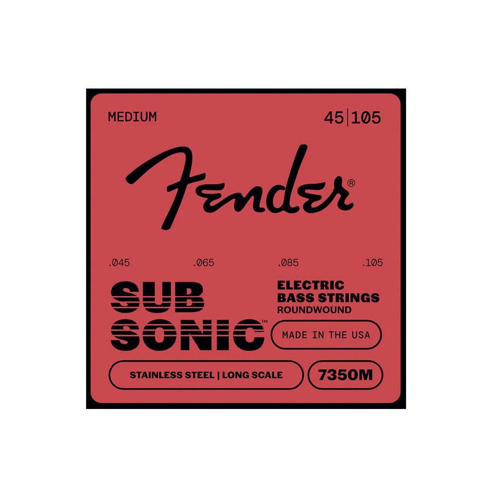 Fender SubSonic 7350M Stainless Roundwound 45-105 Bass Guitar Strings - Medium Fretted Instrument Strings Sky Music