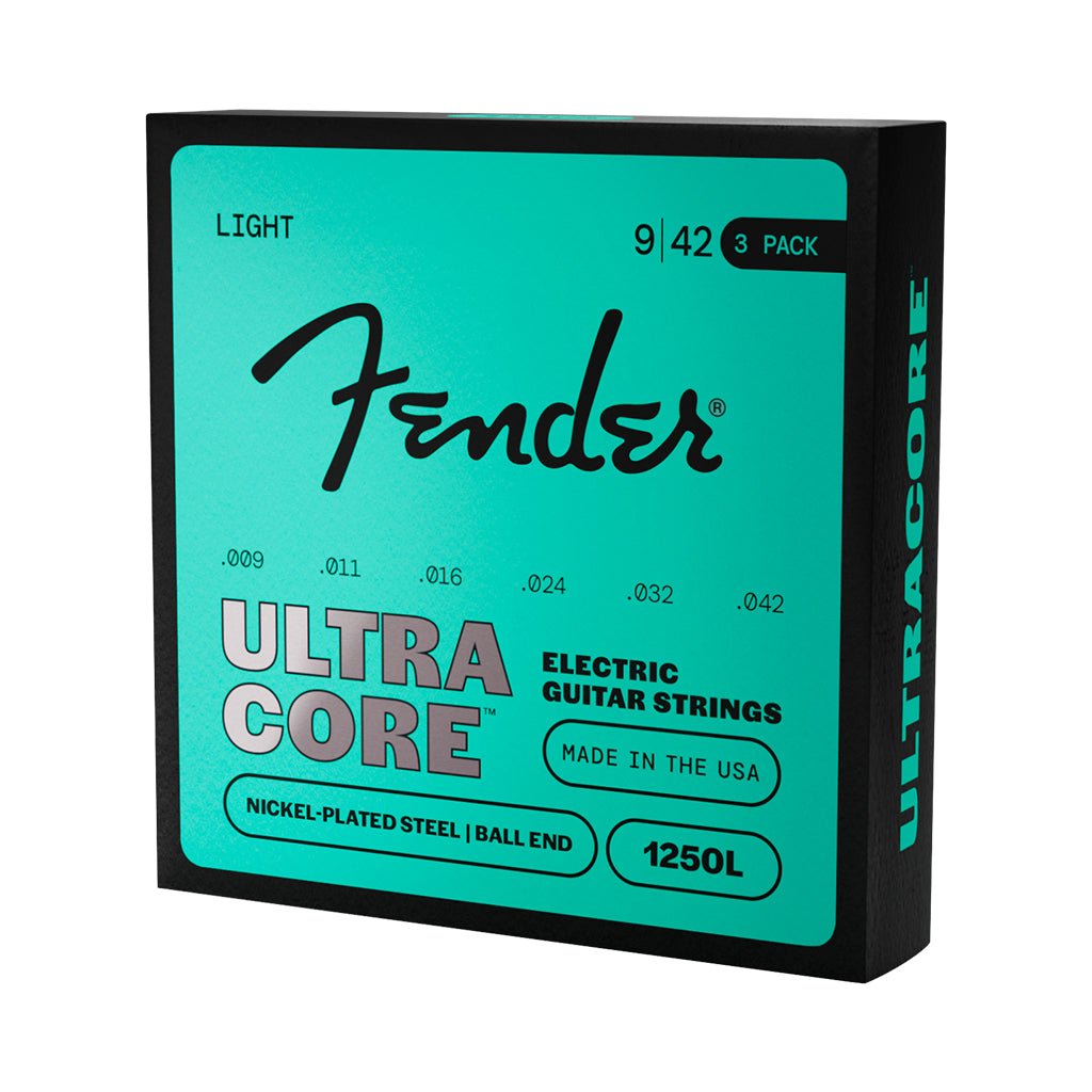 Fender Ultracore 1250L 9-42 Guitar Strings - 3-Pack Nickel Plated Steel Ball End Fretted Instrument Strings Sky Music