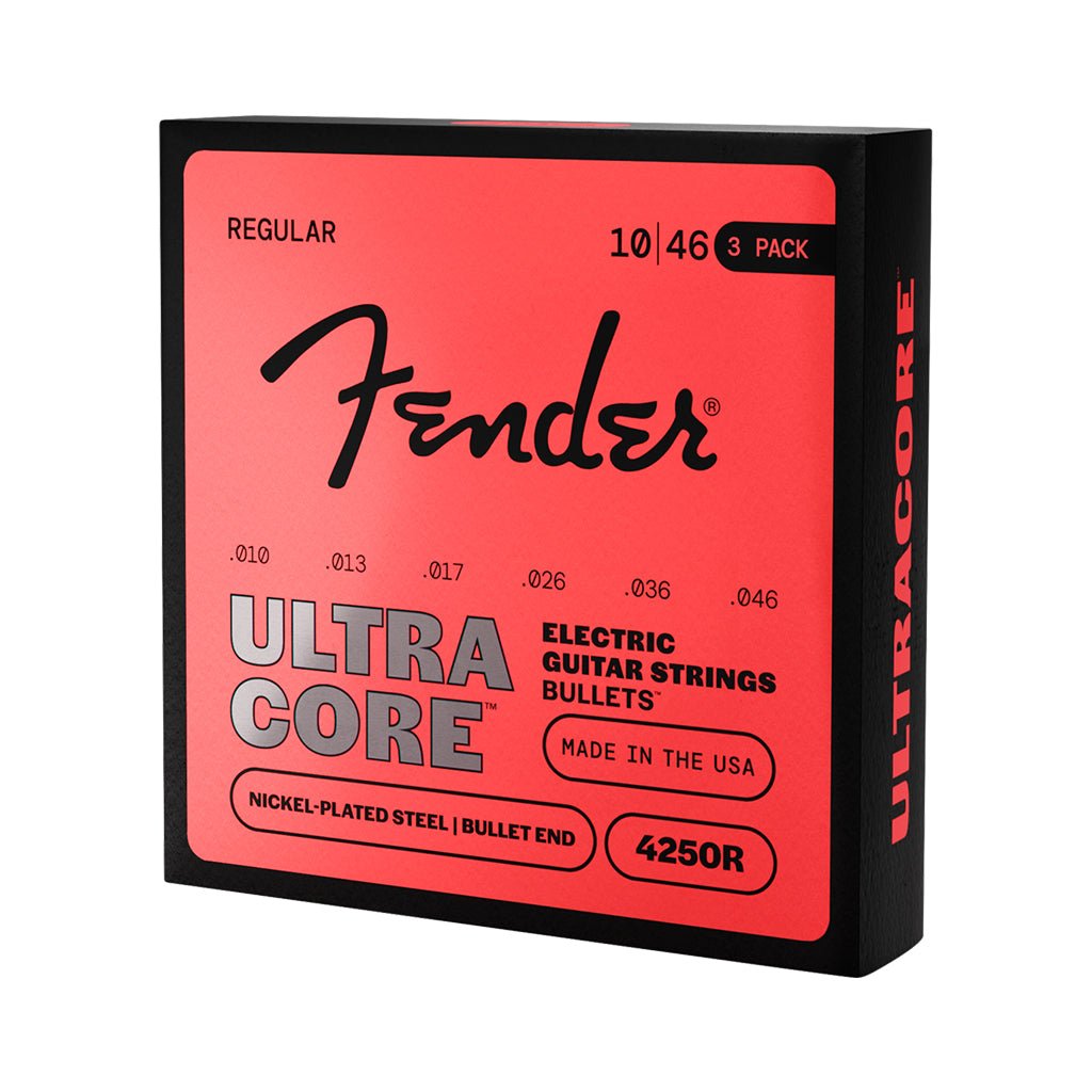 Fender Ultracore 4250R 10-046 Guitar Strings - 3-Pack Nickel Plated Steel Bullet End Fretted Instrument Strings Sky Music