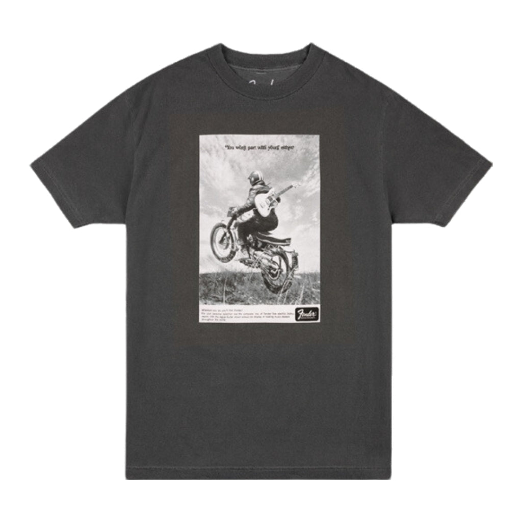 Fender Vintage Ad Biker Tee in Graphite - Medium Merchandise &amp; Apparel Sky Music
