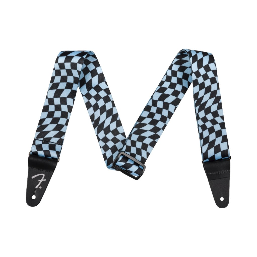 Fender Wavy Checkerboard Guitar Strap - Blue and Black, 2" Guitar Straps Sky Music