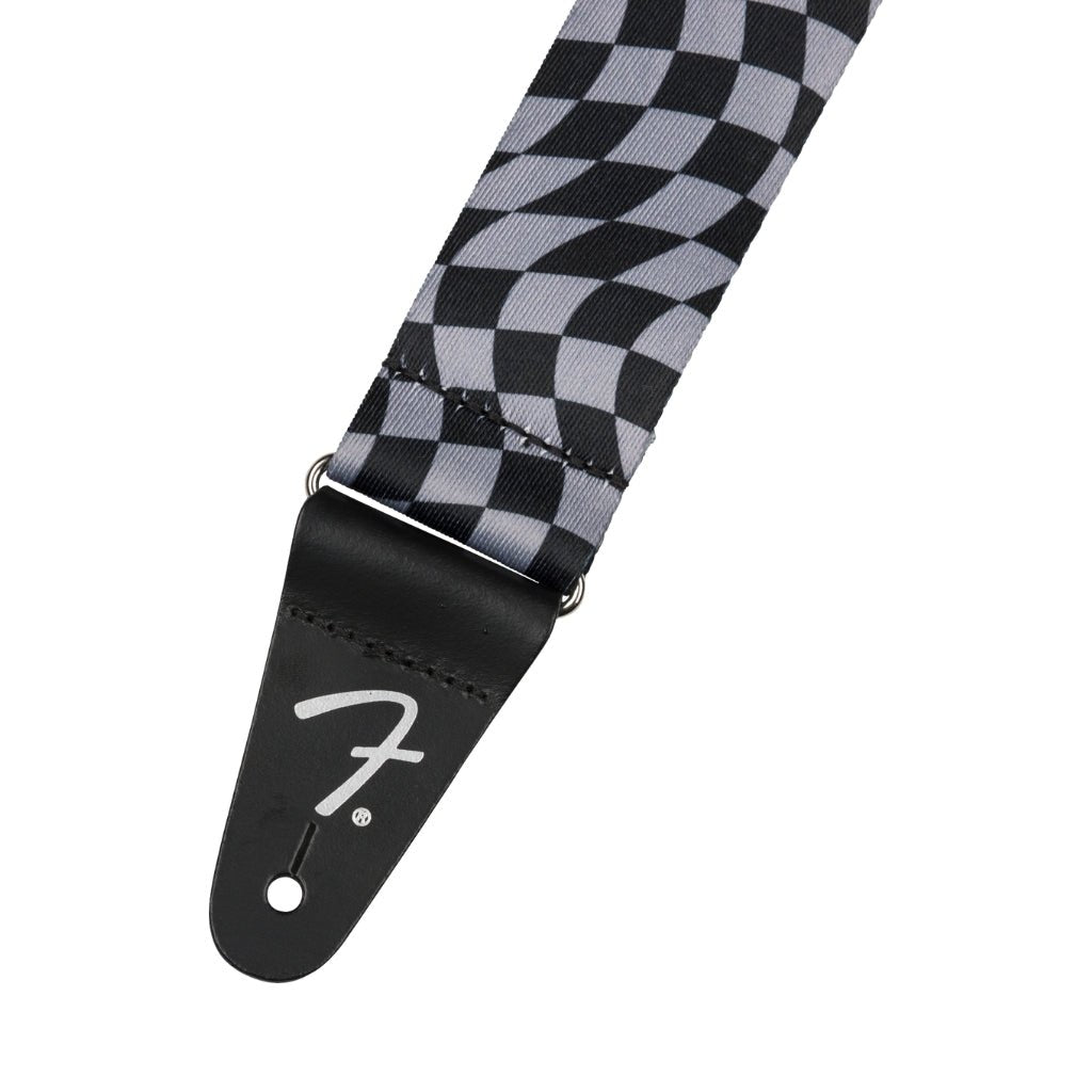 Fender Wavy Checkerboard Guitar Strap - Gray and Black, 2" Guitar Straps Sky Music