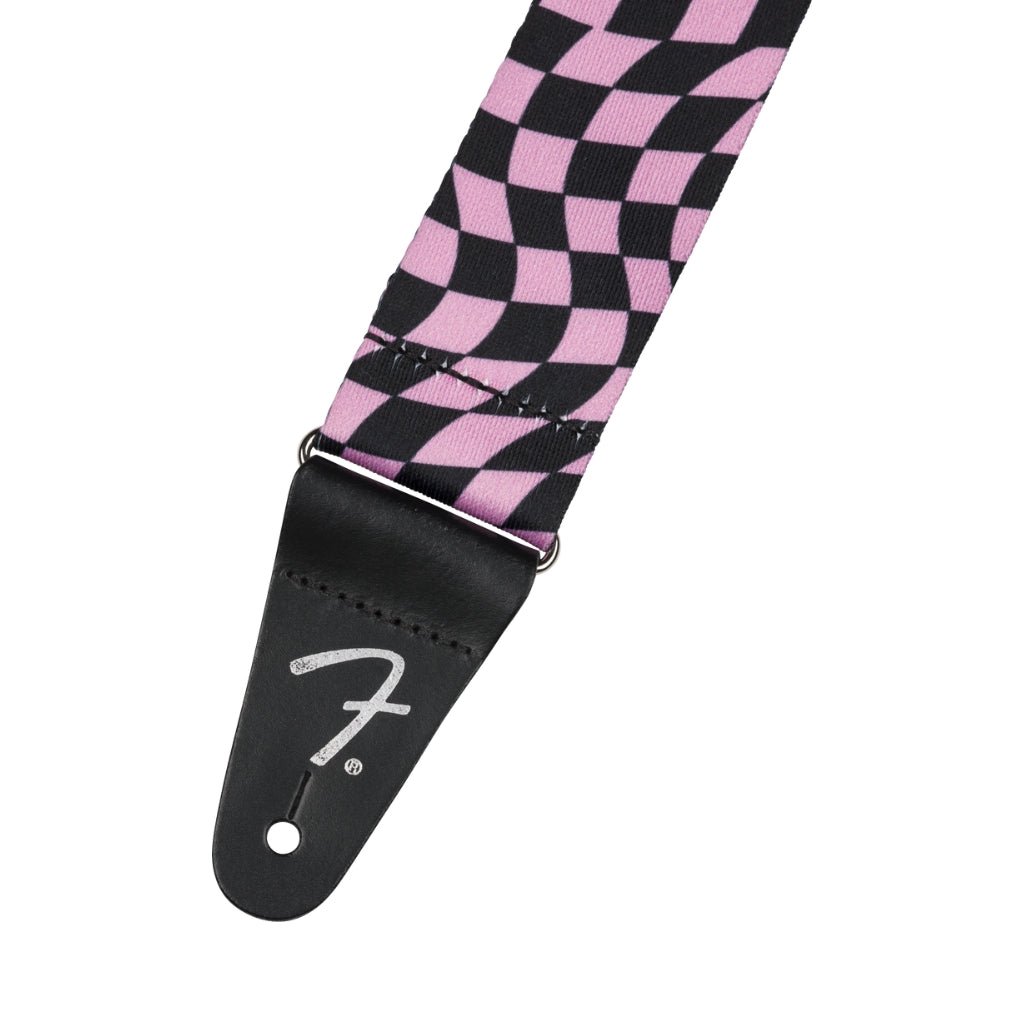 Fender Wavy Checkerboard Guitar Strap - Pink and Black, 2" Guitar Straps Sky Music