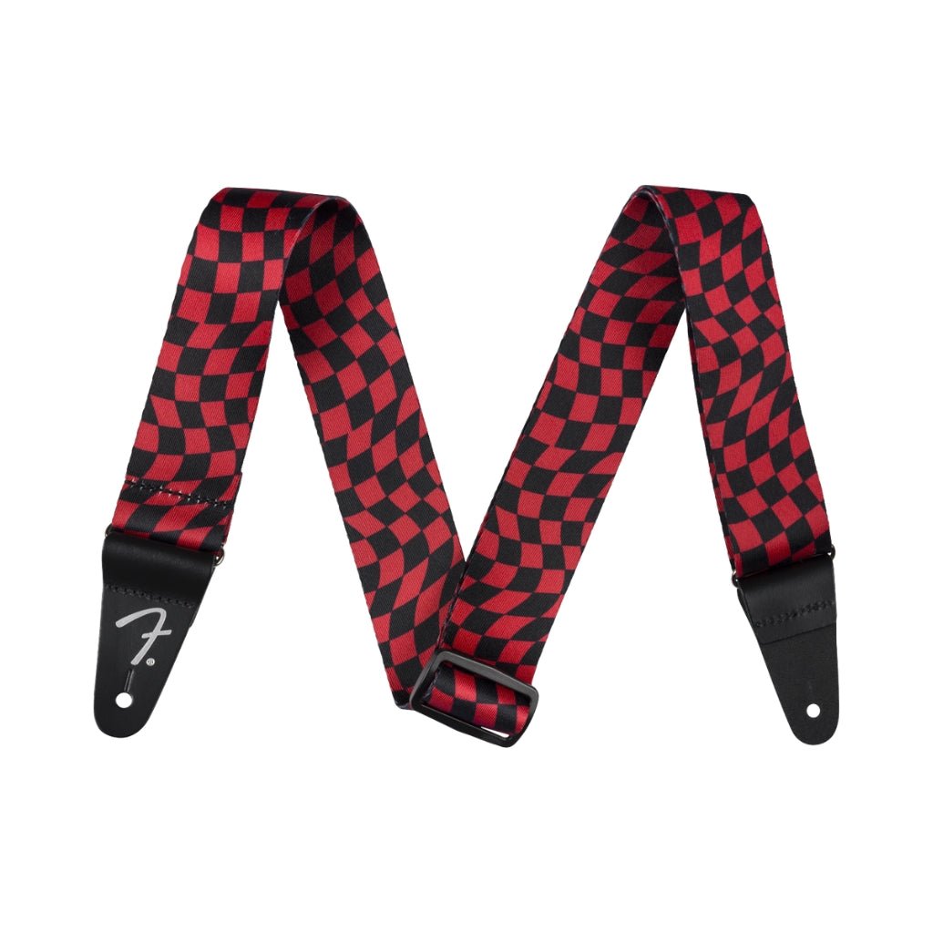 Fender Wavy Checkerboard Guitar Strap - Red and Black, 2" Guitar Straps Sky Music