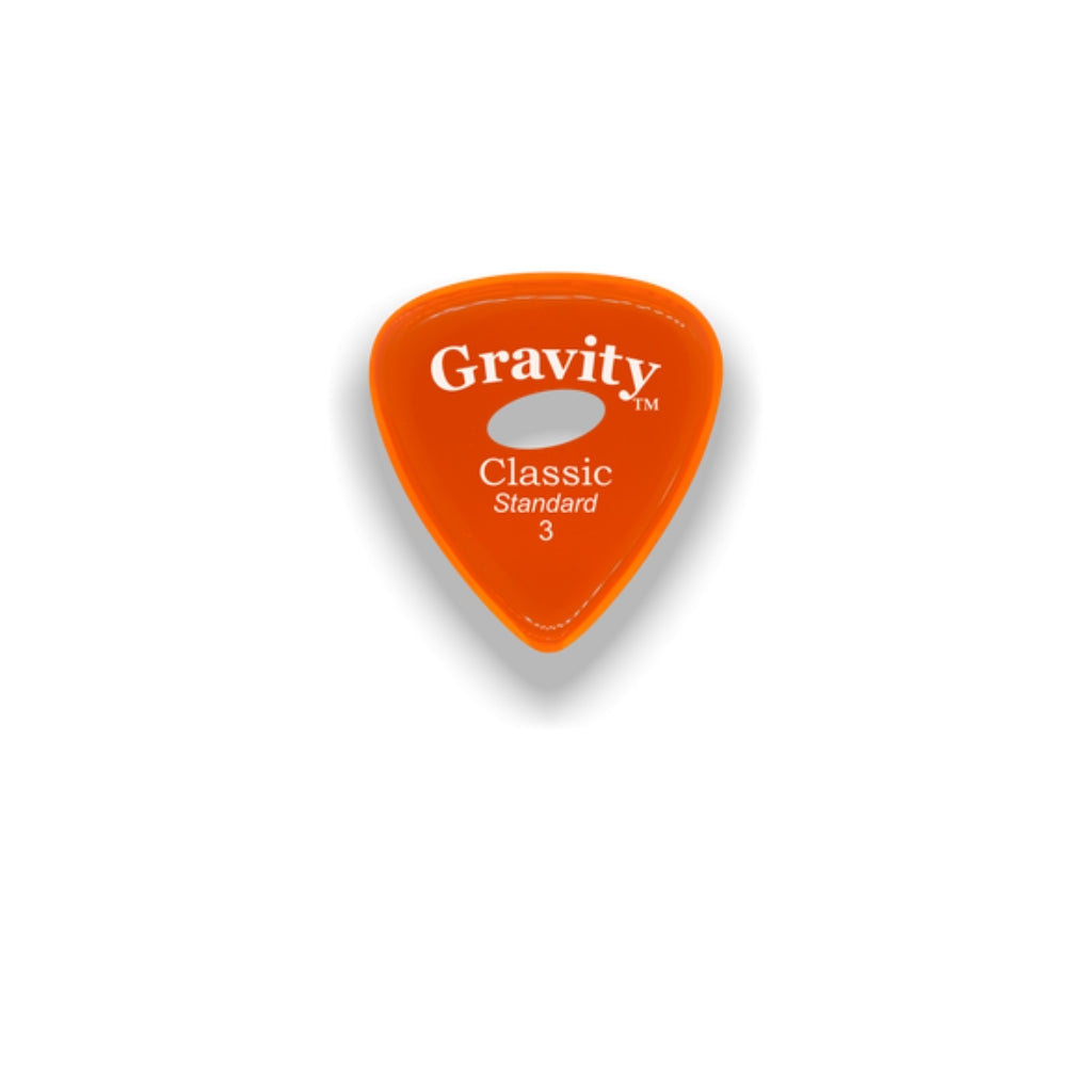 Gravity Picks Classic Standard 3mm Polished with Elipse Grip Hole Orange