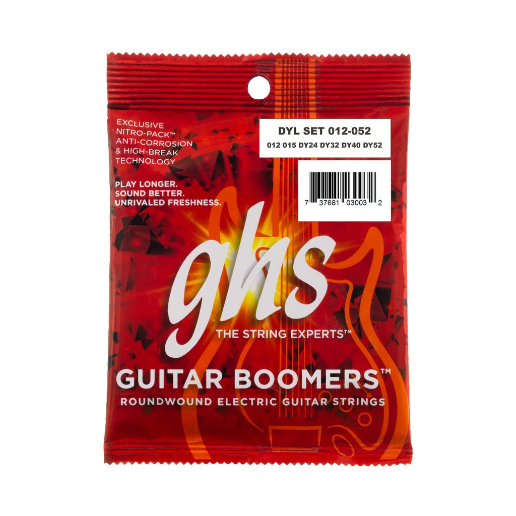 GHS DYL 12-52 Boomers Electric Guitar String Pack - Heavy w/Wound 3rd Fretted Instrument Strings Sky Music