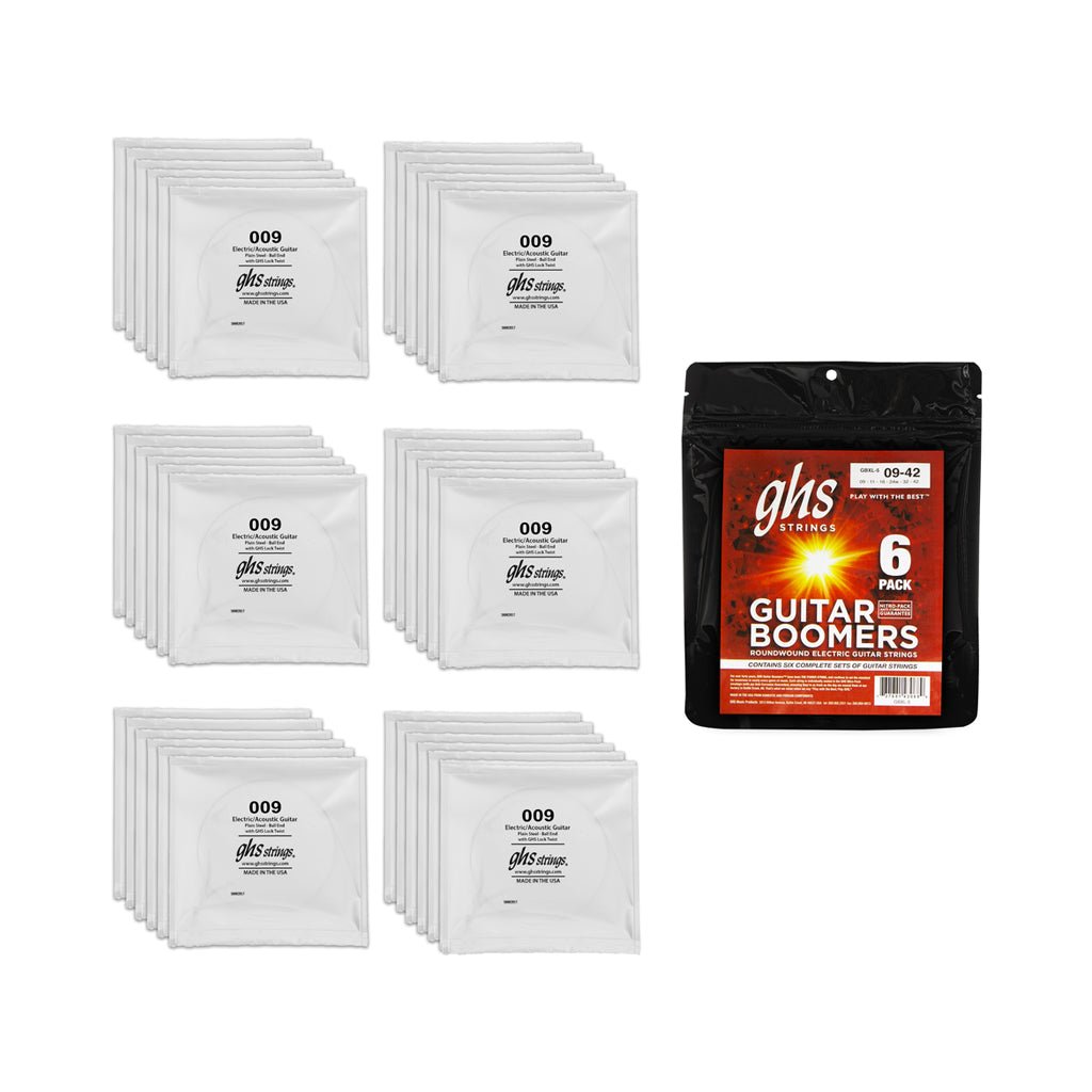 GHS GBXL 9-42 Boomers Electric Guitar String Pack Extra - Light 6 Pack Fretted Instrument Strings Sky Music