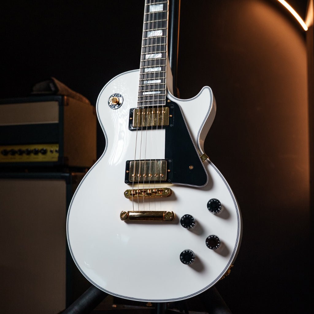 Gibson Custom Shop Les Paul Custom Electric Guitar - Alpine White Electric Guitars Sky Music