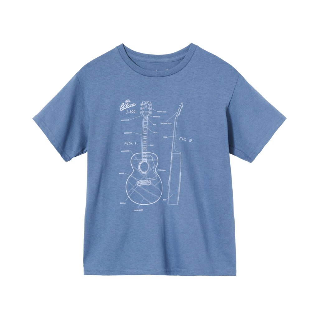 Gibson Kid'S Acoustic Schematic Tee - Large Merchandise &amp; Apparel Sky Music