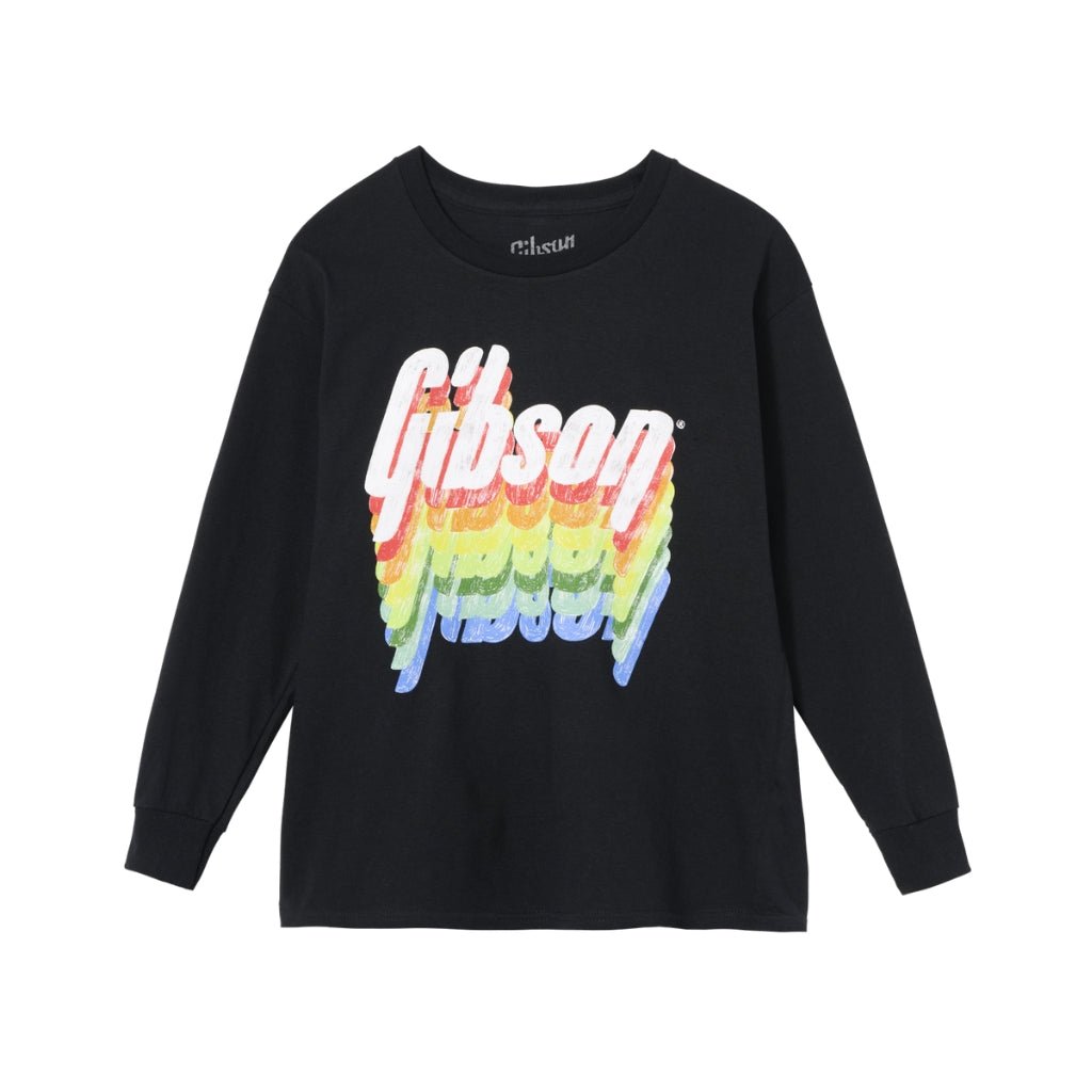 Gibson Kid's Rainbow Logo Longsleeve Tee - Black Large Merchandise &amp; Apparel Sky Music