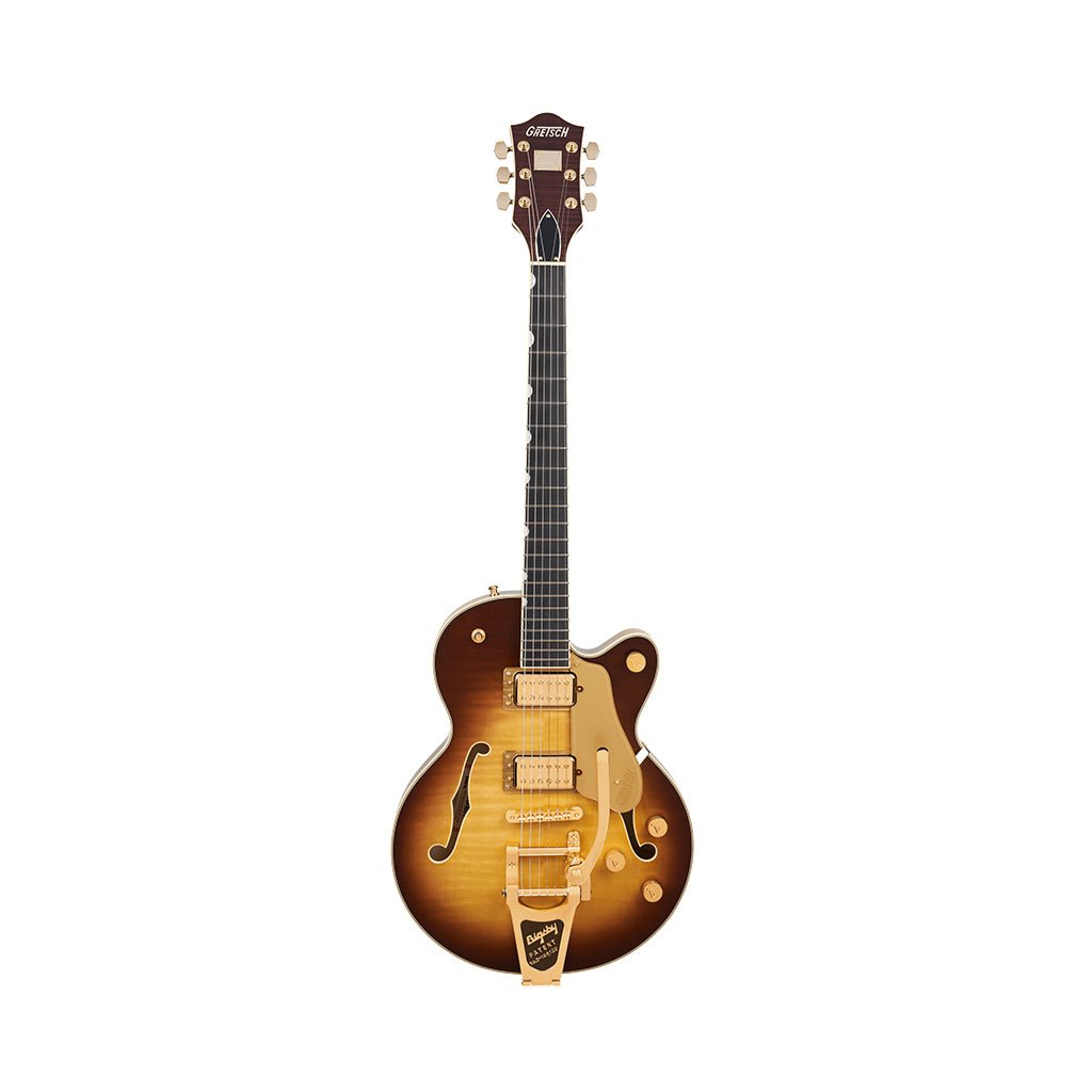 Gretsch Broadkaster Jr. LX Figured Center Block w/String-Thru Bigsby & Gold Hardware Ebony Fingerboard - Caramel Dawn Electric Guitars Sky Music