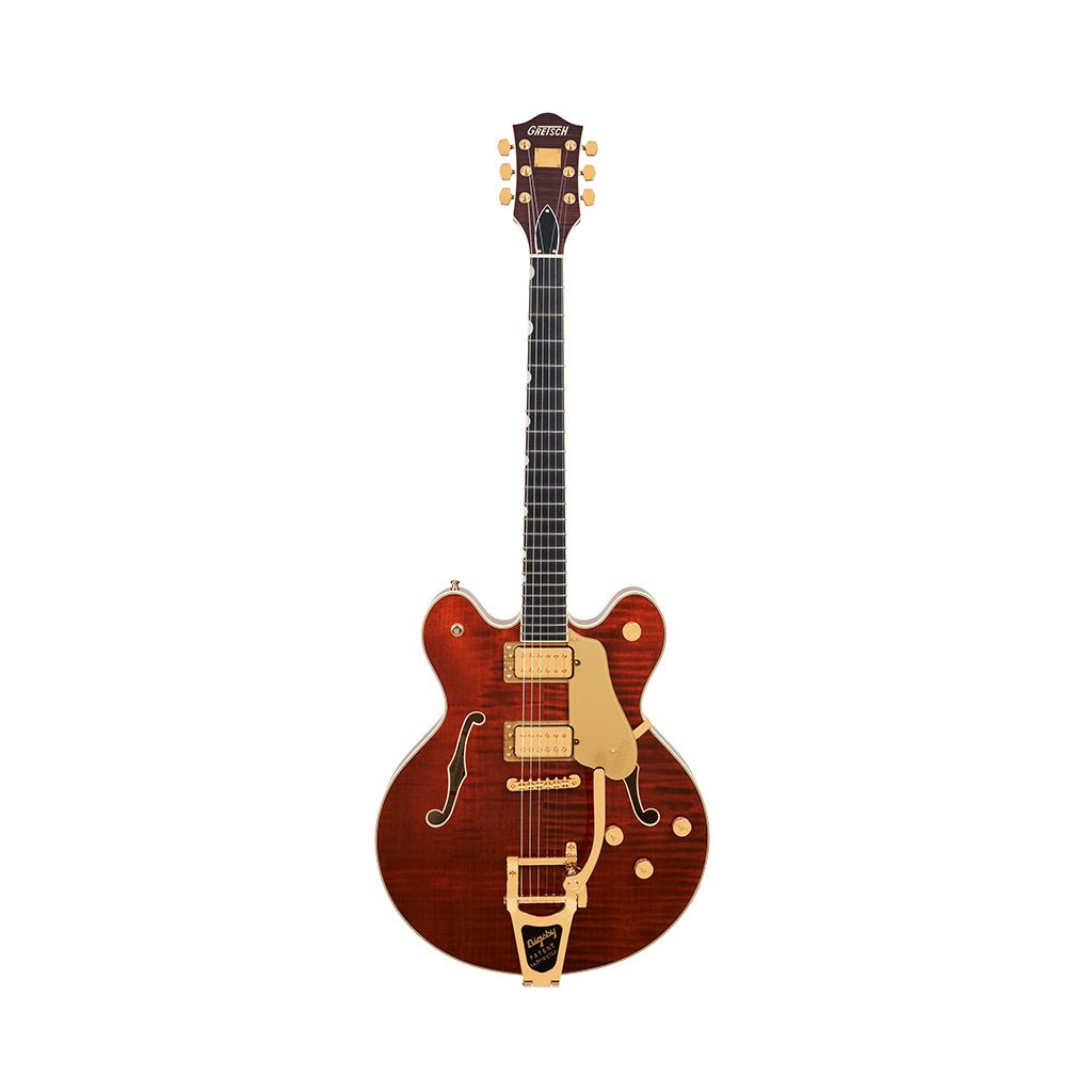 Gretsch Broadkaster LX Figured Center Block w/String-Thru Bigsby & Gold Hardware Ebony Fingerboard - Bourbon Stain Electric Guitars Sky Music