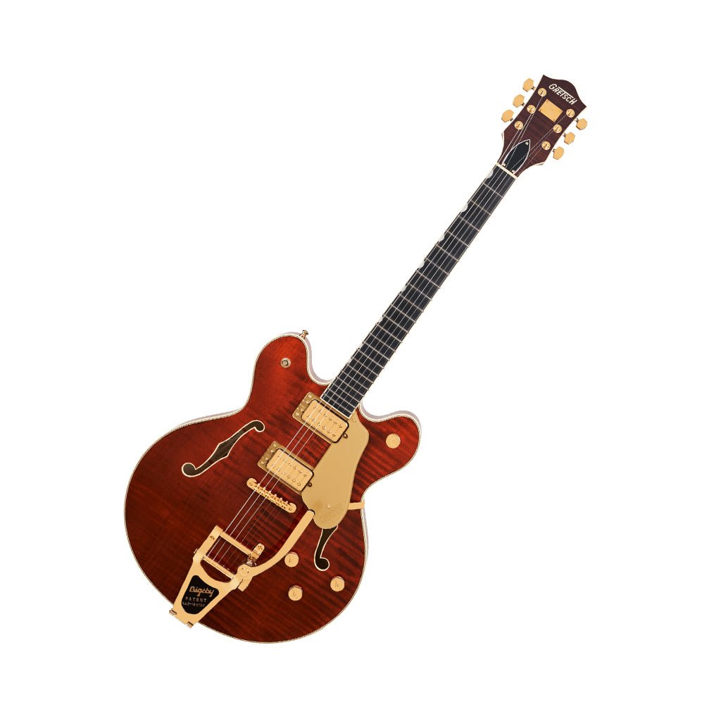 Gretsch Broadkaster LX Figured Center Block w/String-Thru Bigsby & Gold Hardware Ebony Fingerboard - Bourbon Stain Electric Guitars Sky Music