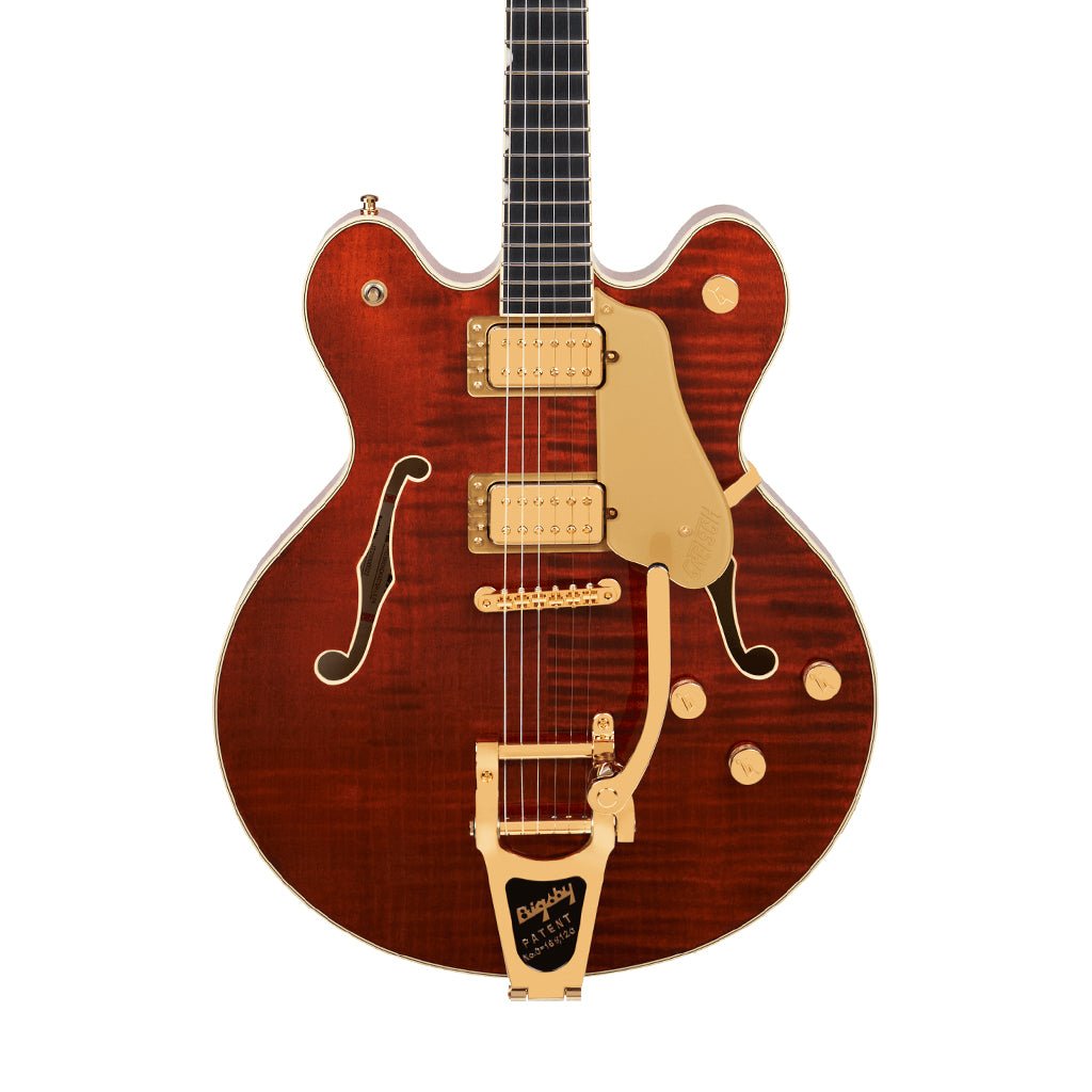 Gretsch Broadkaster LX Figured Center Block w/String-Thru Bigsby & Gold Hardware Ebony Fingerboard - Bourbon Stain Electric Guitars Sky Music
