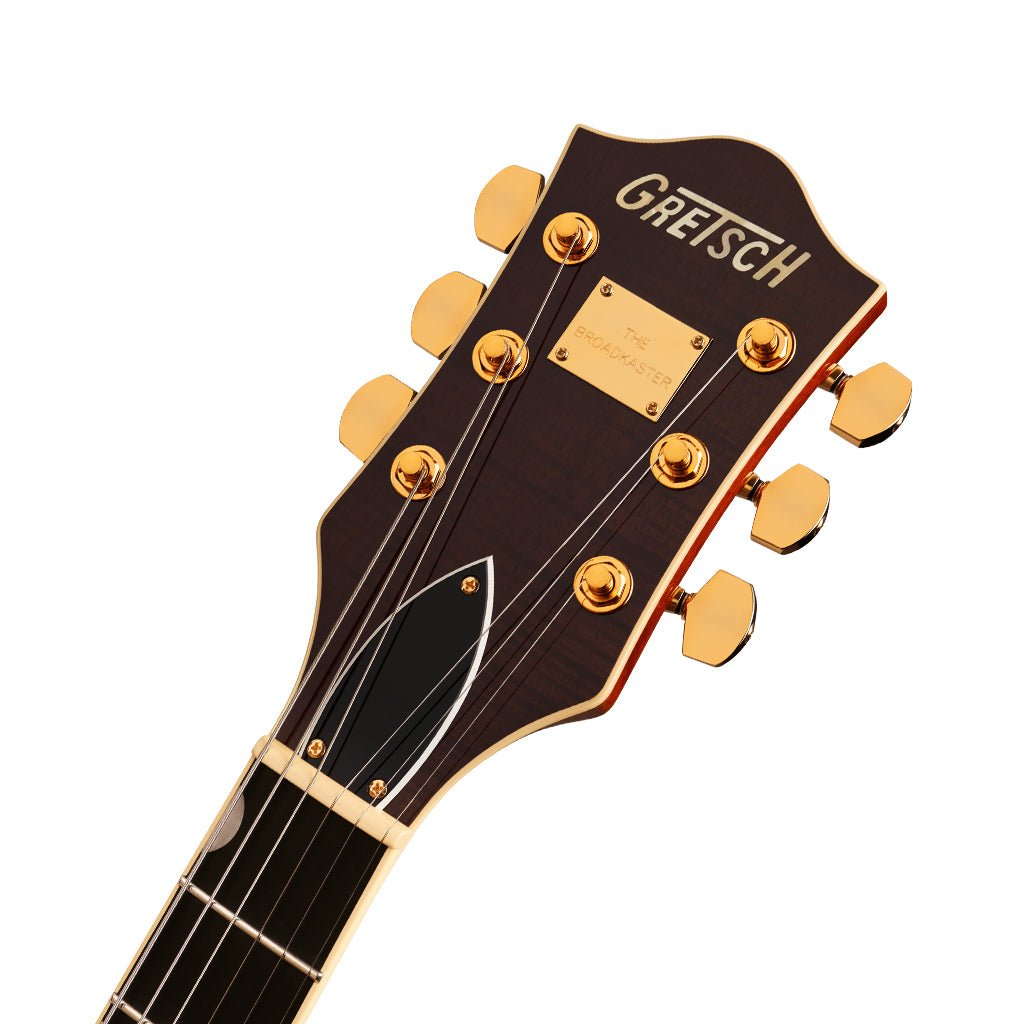 Gretsch Broadkaster LX Figured Center Block w/String-Thru Bigsby & Gold Hardware Ebony Fingerboard - Bourbon Stain Electric Guitars Sky Music