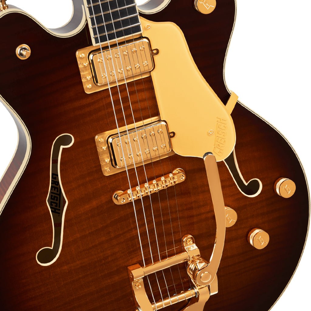 Gretsch Broadkaster LX Figured Center Block w/String-Thru Bigsby & Gold Hardware Ebony Fingerboard - Havana Burst Electric Guitars Sky Music