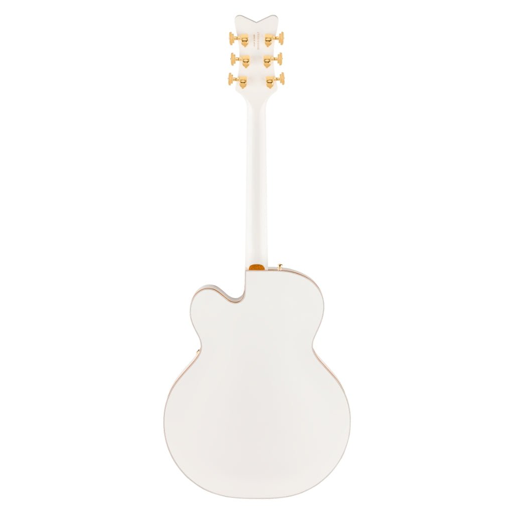 Gretsch Falcon Hollow Body Ebony Fingerboard with String Thru Bigsby and Gold Hardware - White Electric Guitars Sky Music
