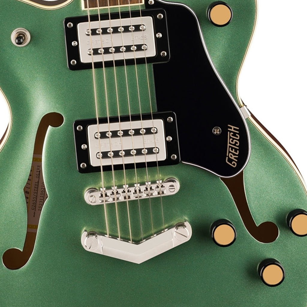 Gretsch G2655 Streamliner Center Block Jr. Double-Cut with V-Stoptail and Laurel Fingerboard - Steel Olive Electric Guitars Sky Music