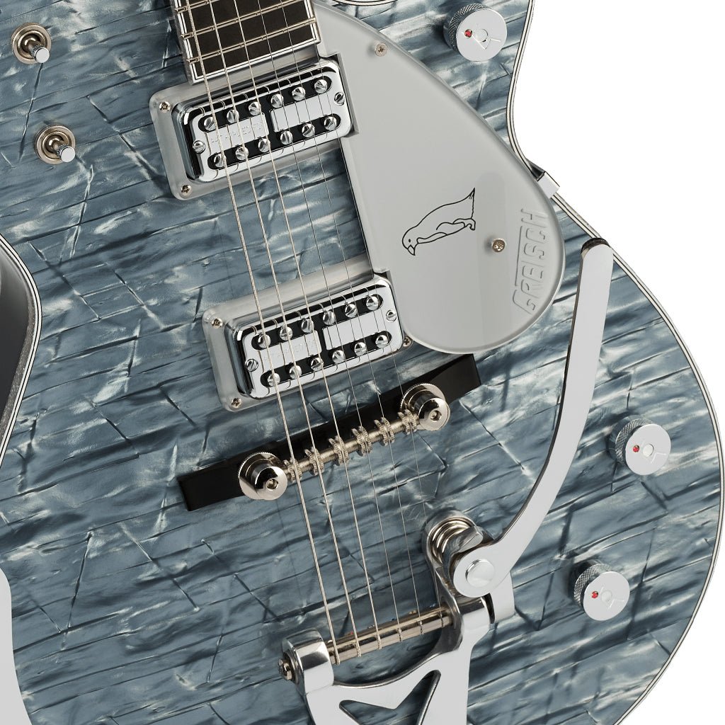 Gretsch G6134T-58 Limited Edition Penguin w/String-Thru Bigsby - Light Blue Pearl Electric Guitars Sky Music