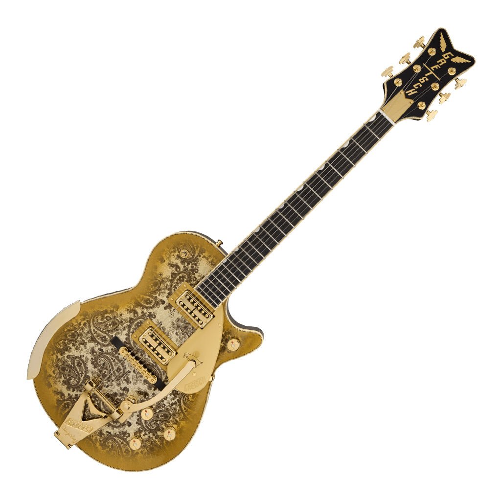 Gretsch G6134TG Limited Edition Paisley Penguin with String Thru Bigsby Ebony Fingerboard Gold Paisley Electric Guitars Sky Music