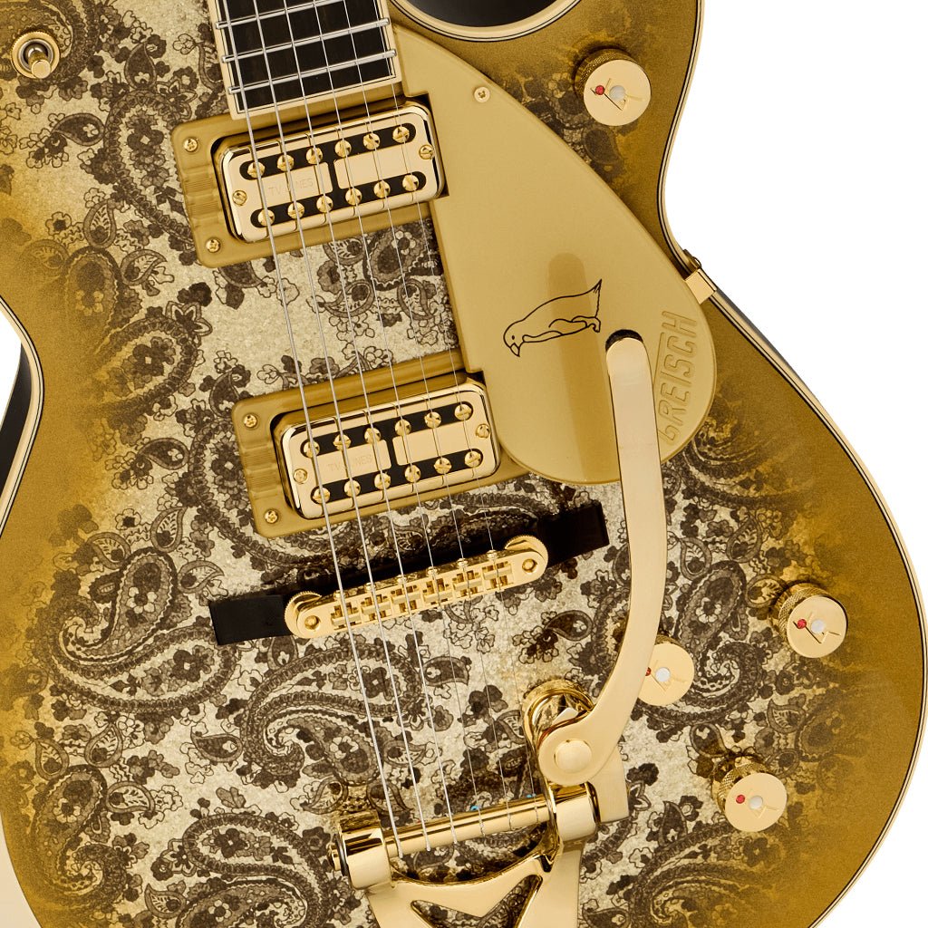 Gretsch G6134TG Limited Edition Paisley Penguin with String Thru Bigsby Ebony Fingerboard Gold Paisley Electric Guitars Sky Music