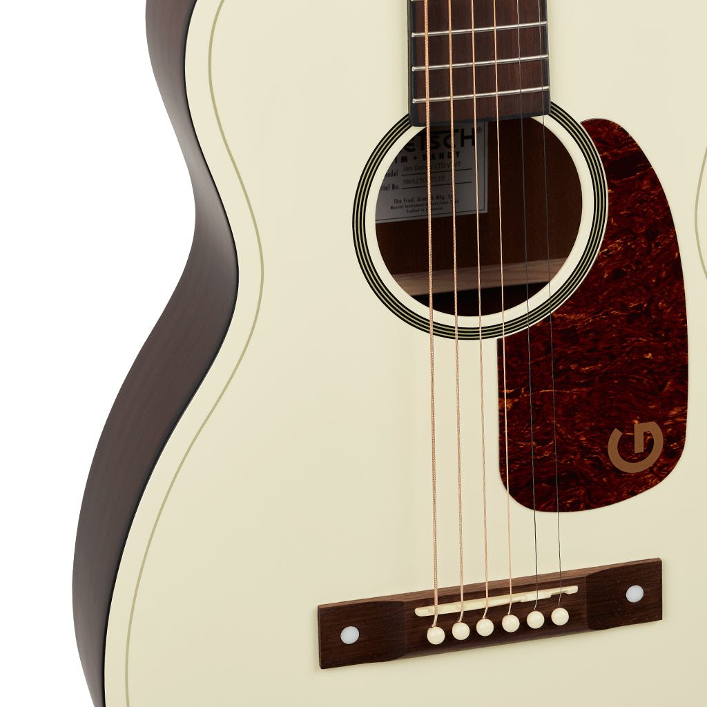 Gretsch Jim Dandy Limited Edition Parlor Walnut Fingerboard w/Tortoise Pickguard - Vintage White Acoustic Guitars Sky Music